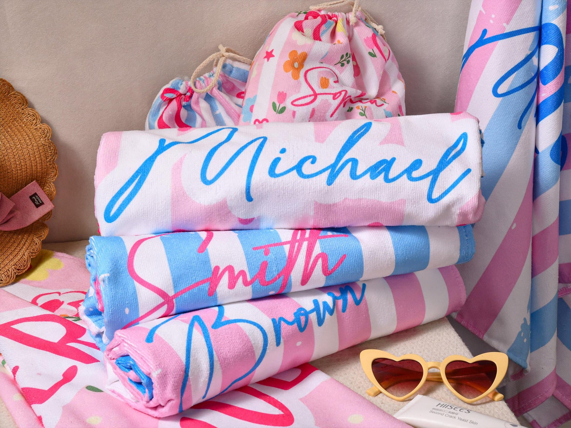Personalized Beach Towel for Teachers, Tired Teachers Summer Club, Custom Name Towel, End of School Teacher Gift, Pool Towel for Women