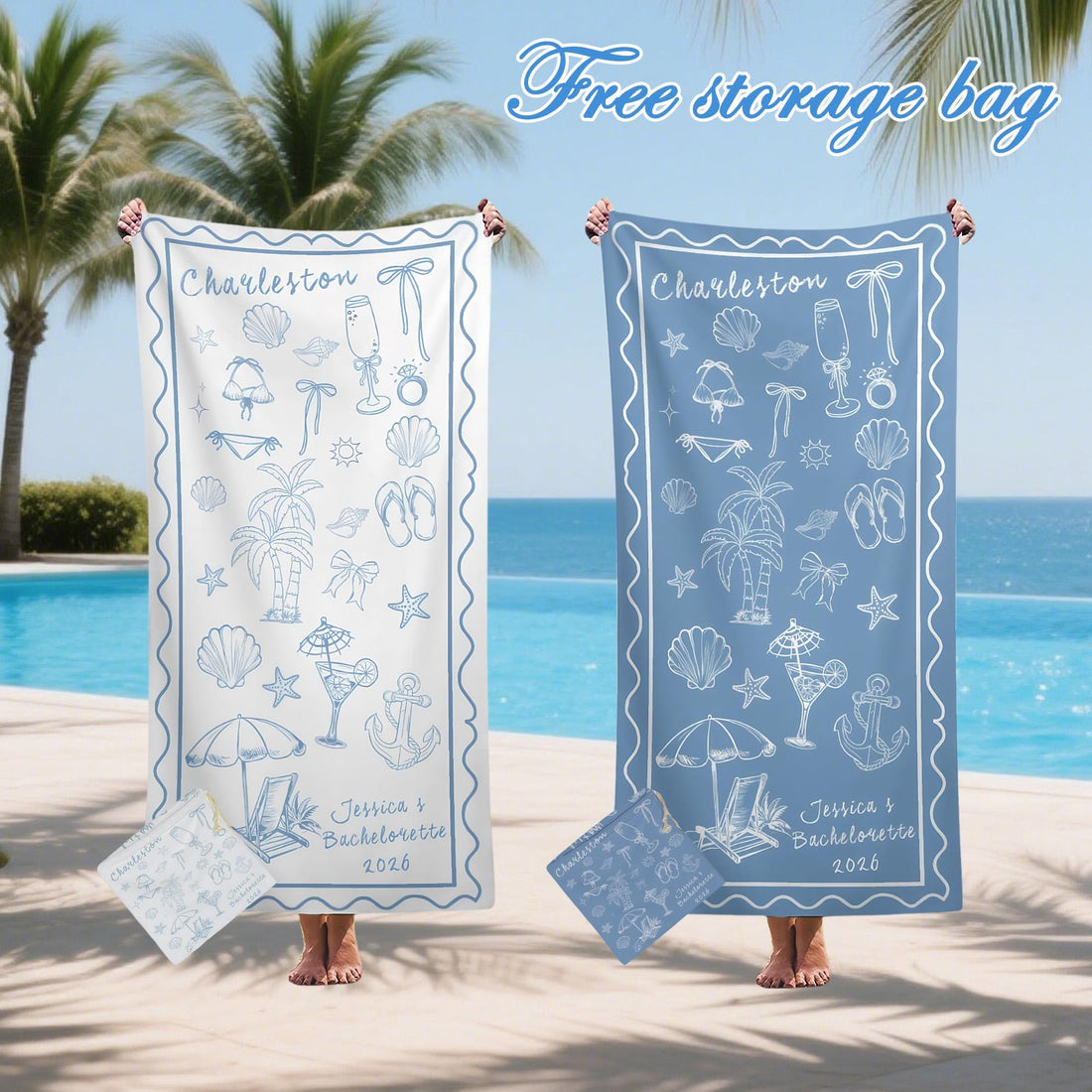 Custom Bridesmaid Beach Towel,Personalized Bachelorette Towel,Bride Tribe Pool Towel,Beach Weekend Gift for Bridesmaid,Bridal Shower Favor.