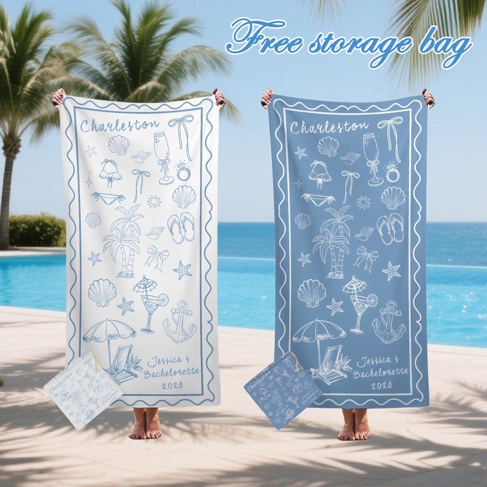 Custom Bridesmaid Beach Towel,Personalized Bachelorette Towel,Bride Tribe Pool Towel,Beach Weekend Gift for Bridesmaid,Bridal Shower Favor.