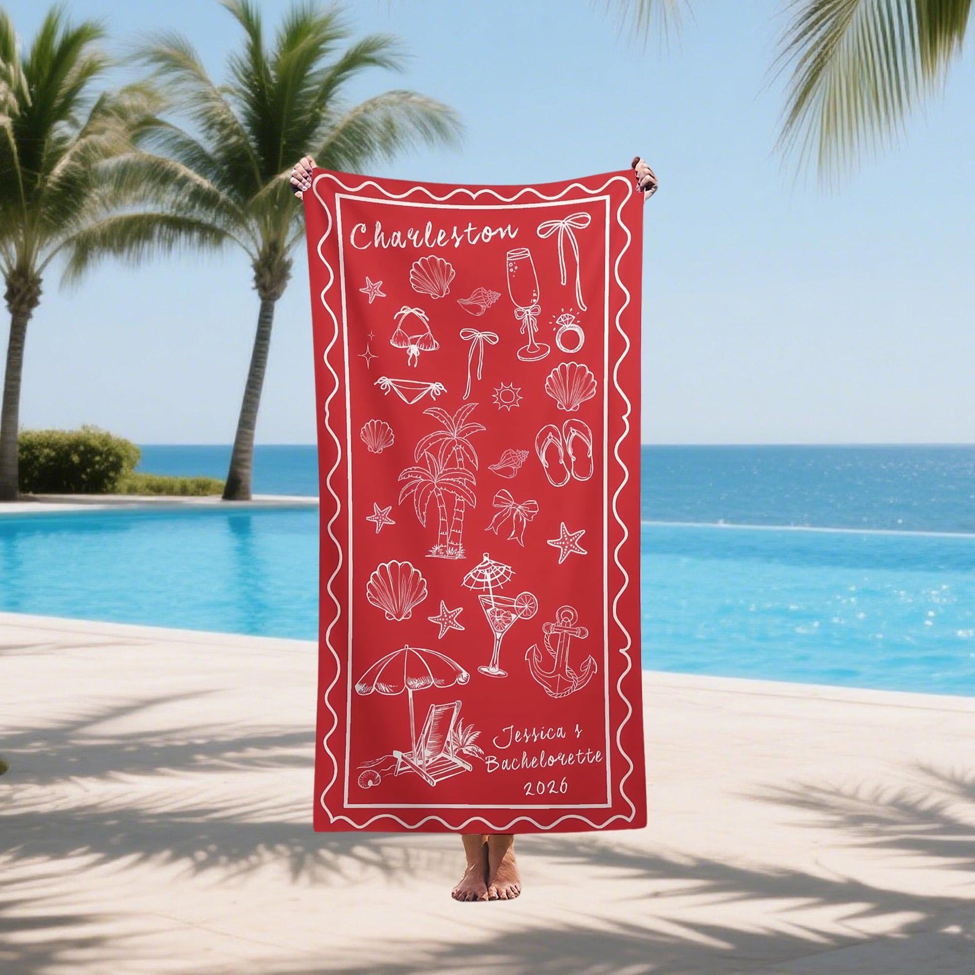 Custom Bridesmaid Beach Towel,Personalized Bachelorette Towel,Bride Tribe Pool Towel,Beach Weekend Gift for Bridesmaid,Bridal Shower Favor.