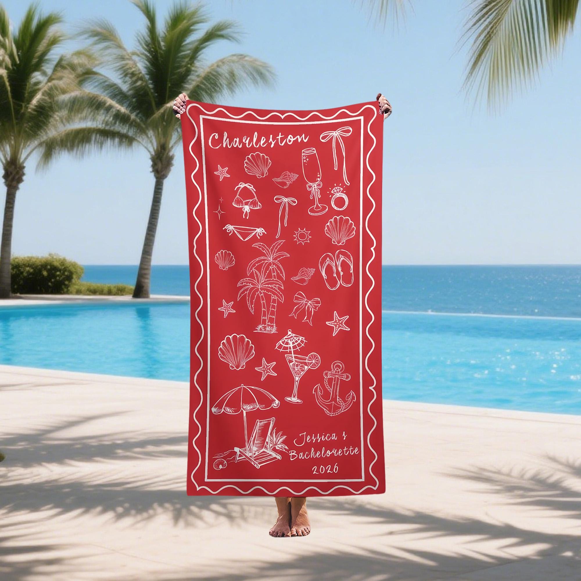 Custom Bridesmaid Beach Towel,Personalized Bachelorette Towel,Bride Tribe Pool Towel,Beach Weekend Gift for Bridesmaid,Bridal Shower Favor.