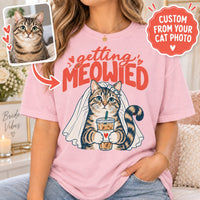 Personalized Getting Meowied Cat Photo Comfort Colors Tee mockup 3