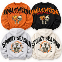 Halloween Spooky Season sweatshirt and skeleton hoodie options