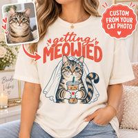 Personalized Getting Meowied Cat Photo Comfort Colors Tee mockup 7