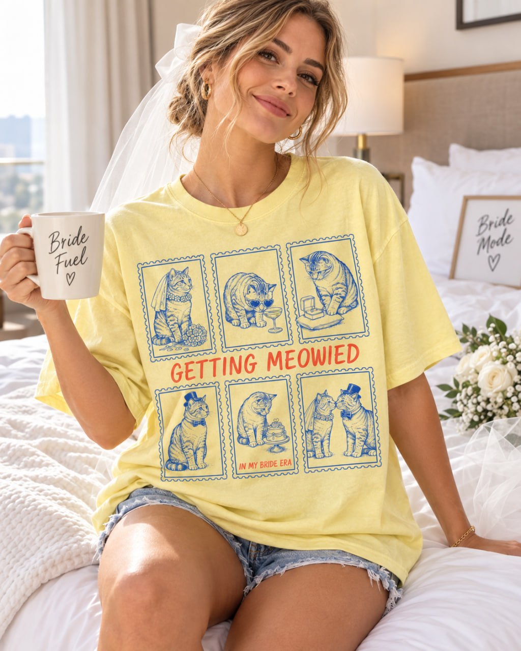 Getting Meowied & Mr. Purr-fect Cat Couple Comfort Colors Tees image 5