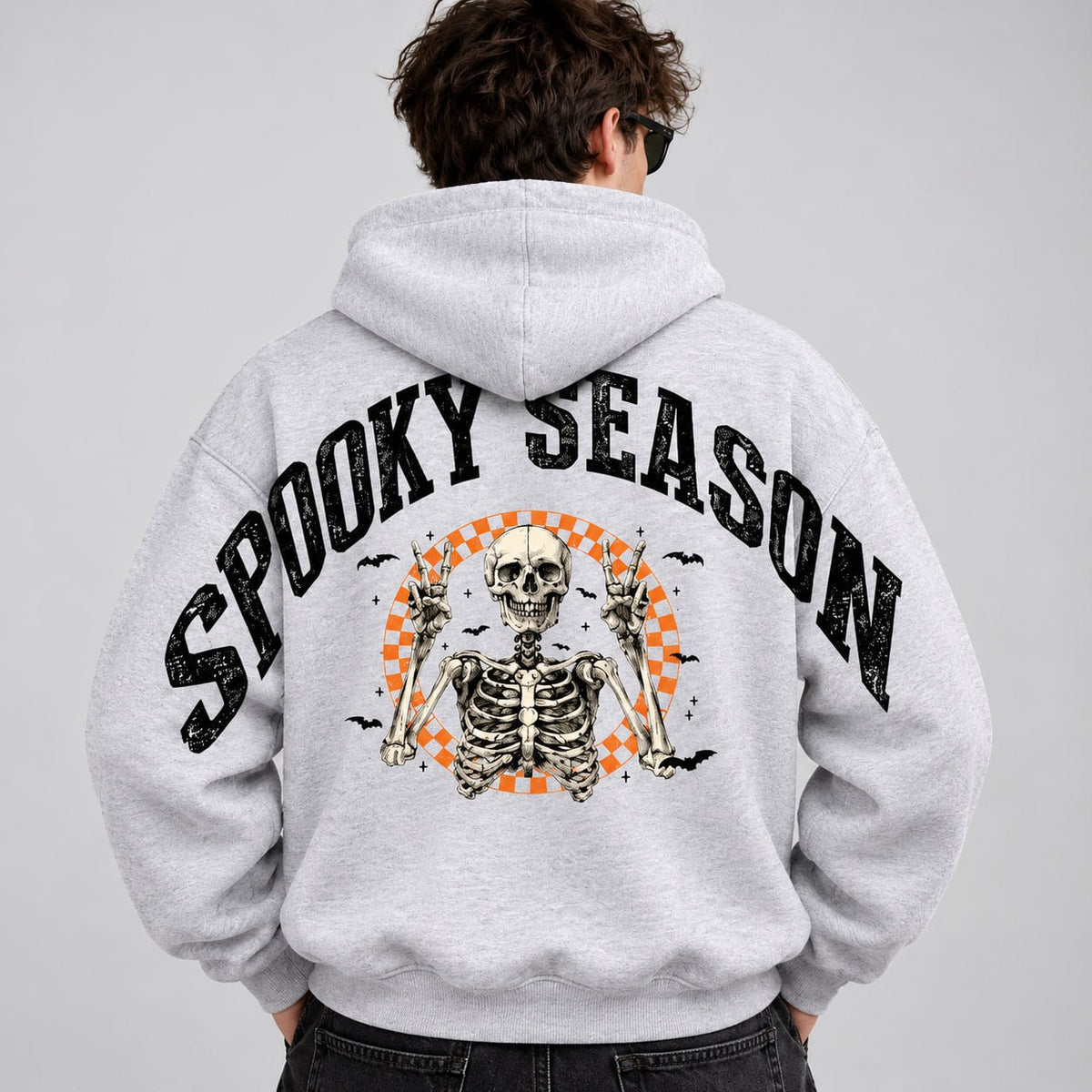 Spooky Season skeleton hoodie back print