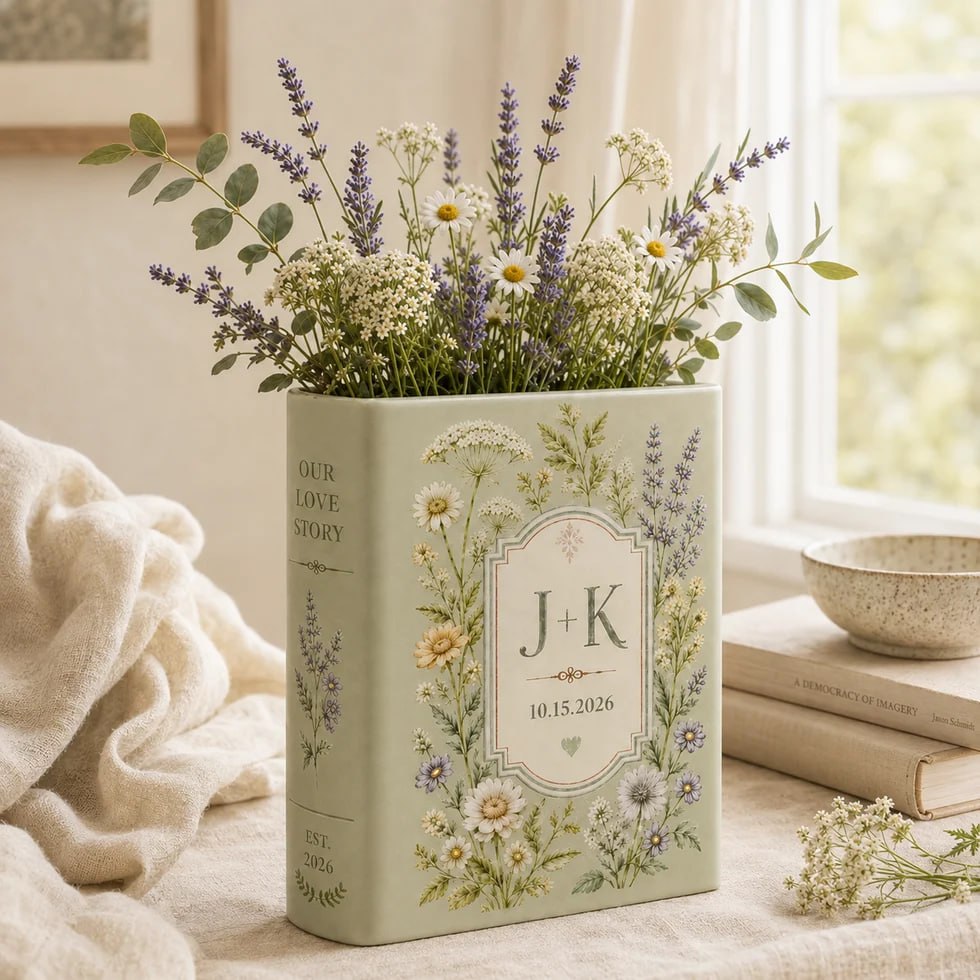 Love Story Book Vase - Design 2 - Corrected