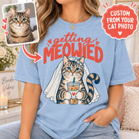 Personalized Getting Meowied Cat Photo Comfort Colors Tee mockup 1