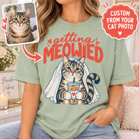 Personalized Getting Meowied Cat Photo Comfort Colors Tee mockup 2