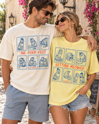 Getting Meowied & Mr. Purr-fect Cat Couple Comfort Colors Tees image 3
