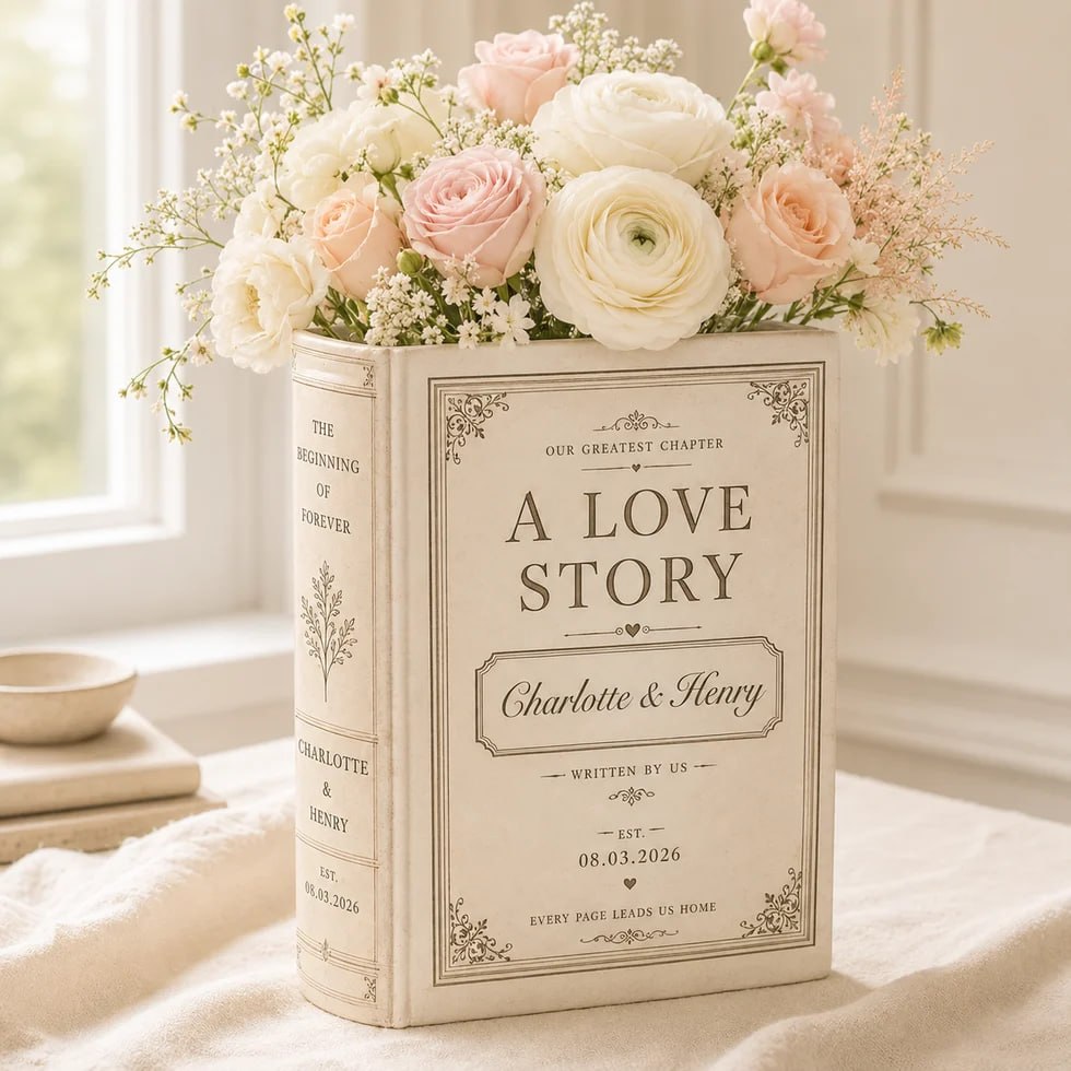 Love Story Book Vase - Design 4 - Corrected