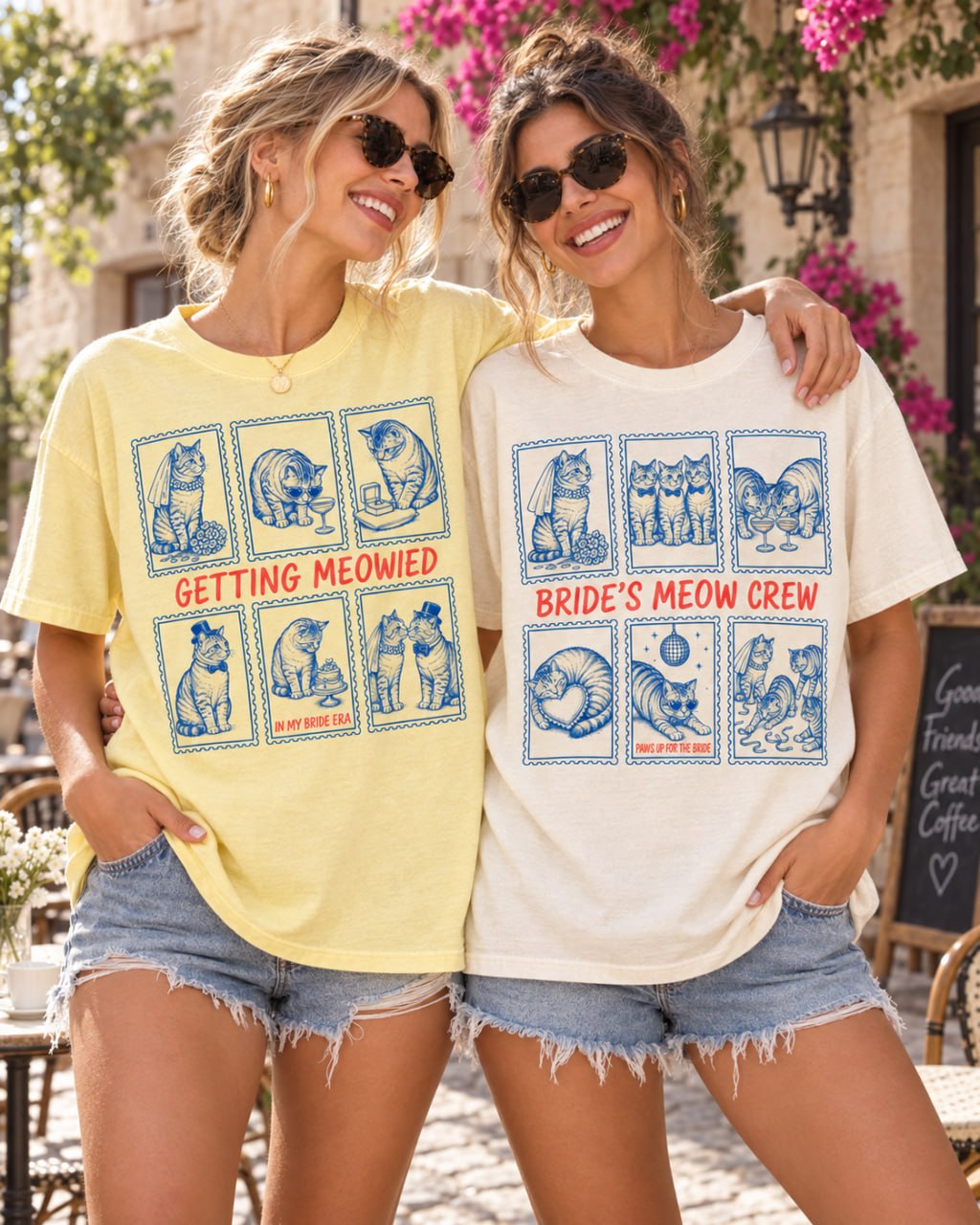 Getting Meowied & Bride’s Meow Crew Cat Bachelorette Comfort Colors Tees image 1