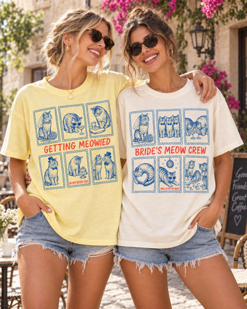 Getting Meowied & Bride’s Meow Crew Cat Bachelorette Comfort Colors Tees image 1
