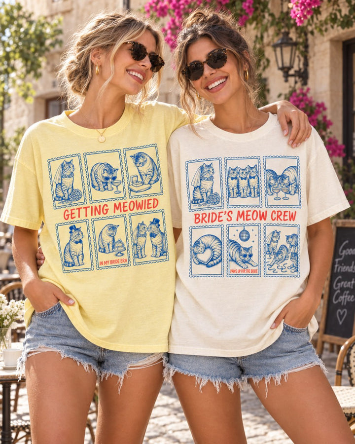 Getting Meowied & Bride’s Meow Crew Cat Bachelorette Comfort Colors Tees image 1