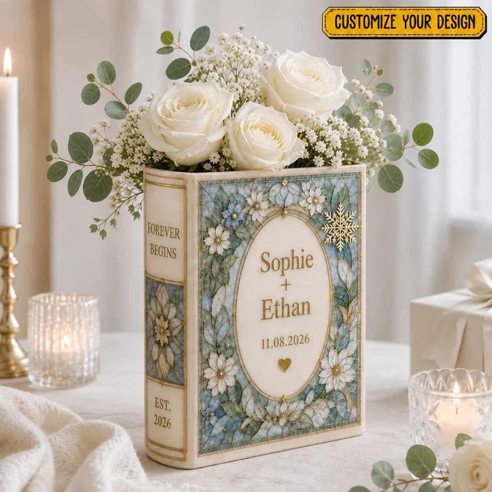 Love Story Book Vase - Design 6 - Corrected