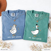 Comfort Colors Silly Goose Couple T-Shirts, Matching Mr & Mrs Wedding Shirts, Funny Goose Bride Groom Tees, Wedding Gift