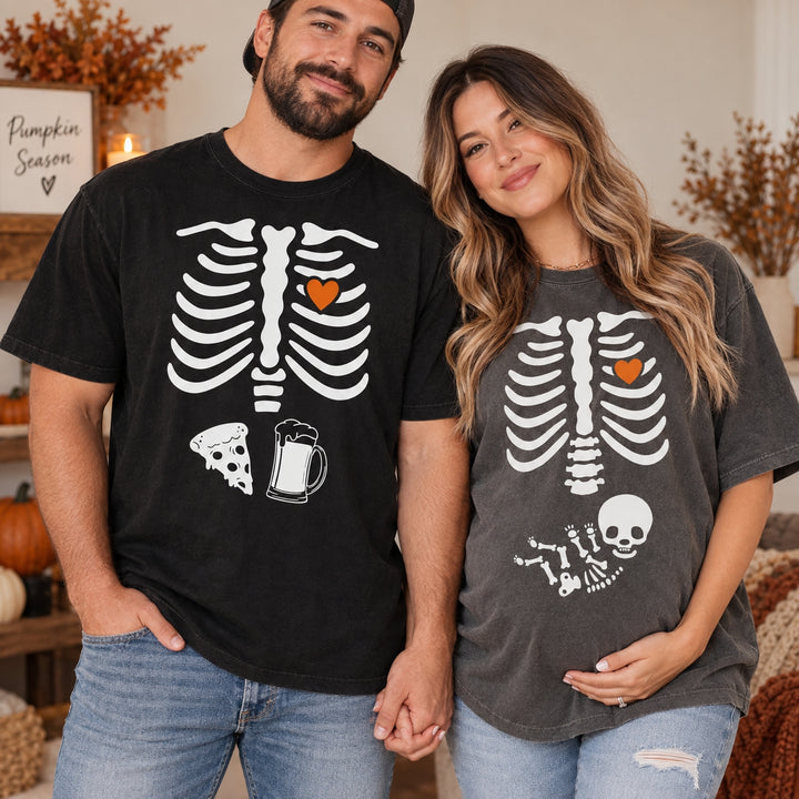 Skeleton Halloween Maternity Shirt, Funny Pregnancy Announcement 2026 TShirt, Spooky Pregnant Costume, Expecting Couple Costume, New Mommy Tee