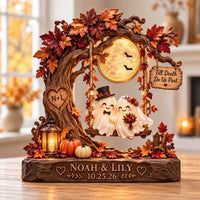 Personalized Til Death Ghost Couple Wooden Block, Custom Names & Wedding Date, Halloween Wedding Keepsake, Gothic Couple Gift