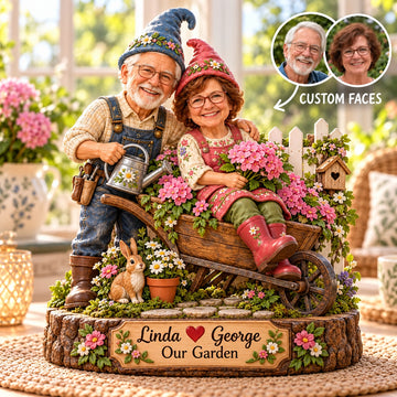 Personalized Our Garden Gnome Couple Wooden Block – Anniversary Gift
