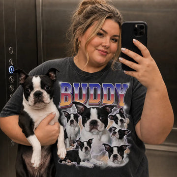Personalized Dog Photo & Name Bootleg Rap Comfort Colors Tee mockup 1