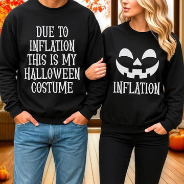 Funny Inflation Halloween Sweatshirt & Hoodie, Matching Couple Halloween Costume, Pumpkin Fall Hoodie