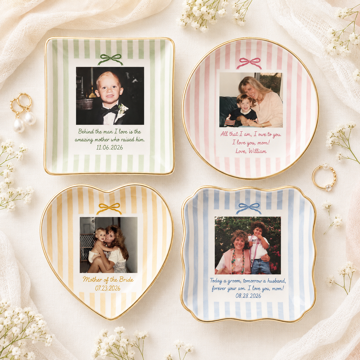 Custom Photo Jewelry Dish for Mom, Mother of the Bride or Groom Wedding Gift